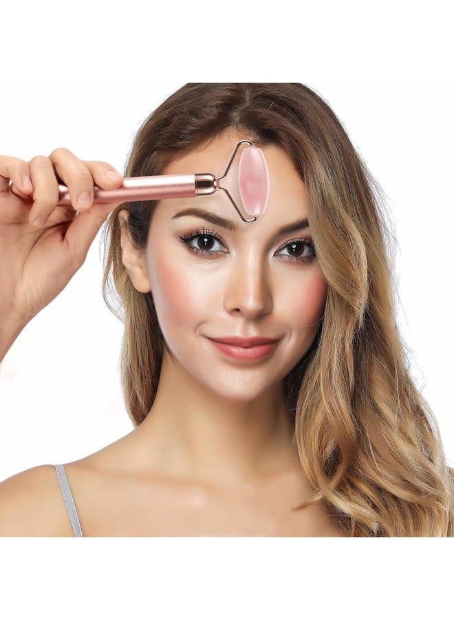 DANGSHAN 3-IN-1 Electric Jade Roller Vibrating Facial Roller & Face Massager, Rose Quartz - Image 5