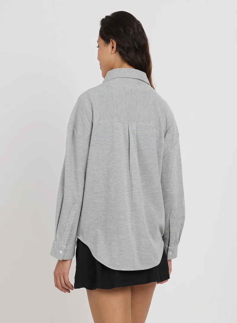 PINACOLADA  Women's Cloud Grey Solid Oversized Shirt for Women | Best Price UAE