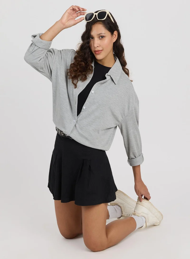 PINACOLADA  Women's Cloud Grey Solid Oversized Shirt for Women | Best Price UAE