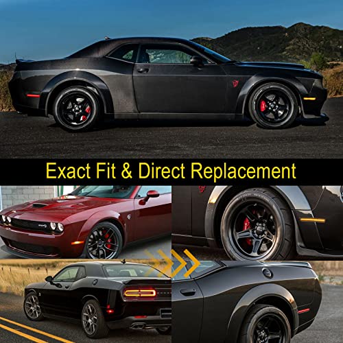 R&F Auto 4 PCS LED Side Marker Lights Replacement for 2018-2023 Challenger SRT Hellcat, R/T Scat Pack Widebody for Redeye Super Stock Jailbreak Demon Sidemarker Turn Signal Lamps Smoked Lens - Image 3