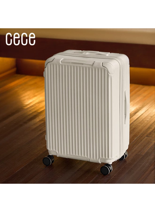 Cece Expandable Large Capacity Luggage For Women Men Student With Password Lock Suitcase Oatmeal Color 20 Inch - Image 1