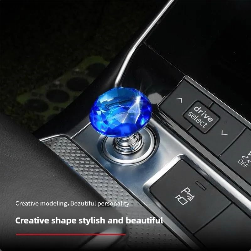 enttgo Car One-Touch Start Button with Push-to-Start Rocker Lever, Engine Start/Stop Joystick, and Full Metal Ball-bar Starter Cover for Decorative Accessories (Diamond - Transparent) - Image 2