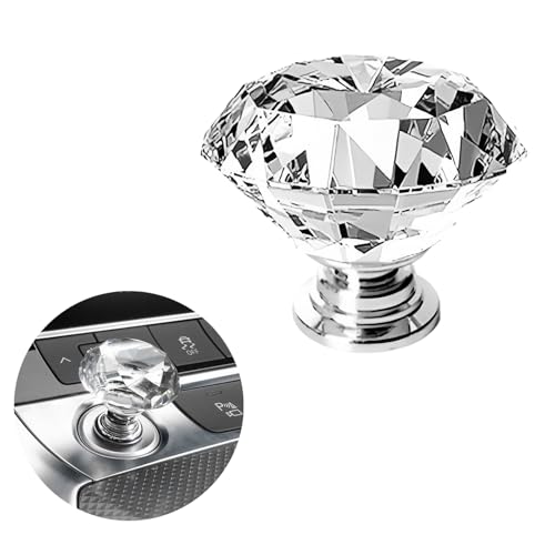 enttgo Car One-Touch Start Button with Push-to-Start Rocker Lever, Engine Start/Stop Joystick, and Full Metal Ball-bar Starter Cover for Decorative Accessories (Diamond - Transparent) - Image 1