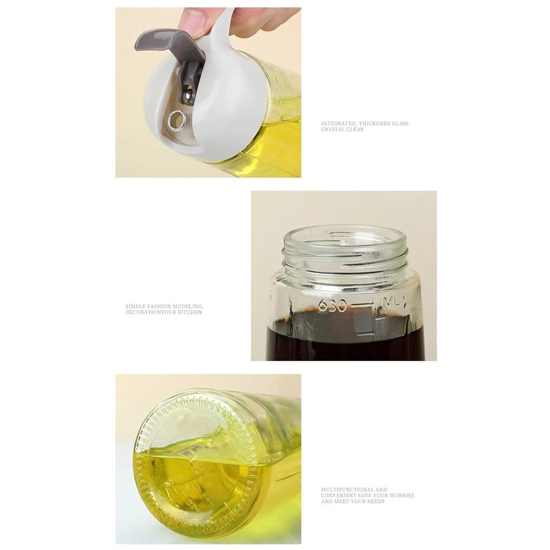 HISECOO Oil and Vinegar Dispenser Set Glass Oil Bottles with No Drip Spout630ml Olive Oil BottleIdeal Kitchen Oil Dispenser - Image 3