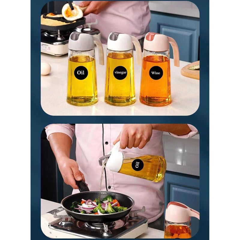 HISECOO Oil and Vinegar Dispenser Set Glass Oil Bottles with No Drip Spout630ml Olive Oil BottleIdeal Kitchen Oil Dispenser - Image 5