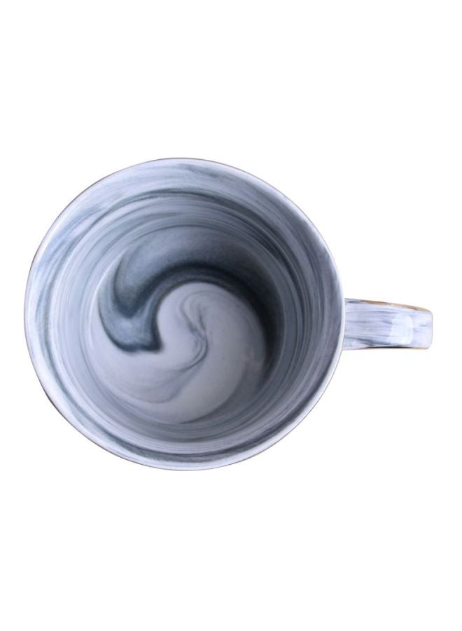 Gilded Rimmed Coffee Mug Grey/White 8.7x8.6cm - Image 2