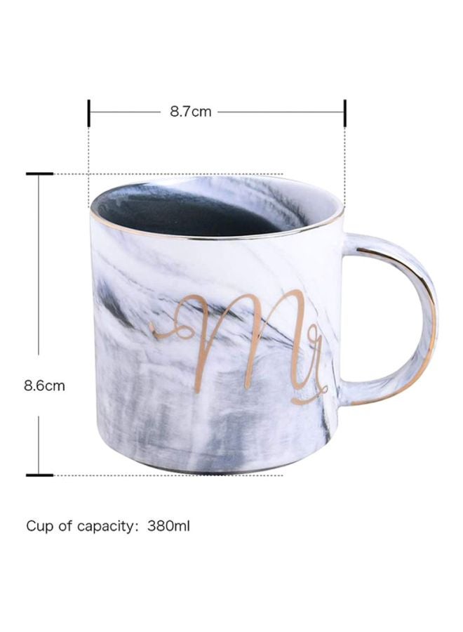 Gilded Rimmed Coffee Mug Grey/White 8.7x8.6cm - Image 3