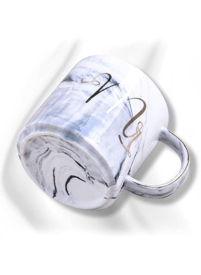 Gilded Rimmed Coffee Mug Grey/White 8.7x8.6cm - Image 4