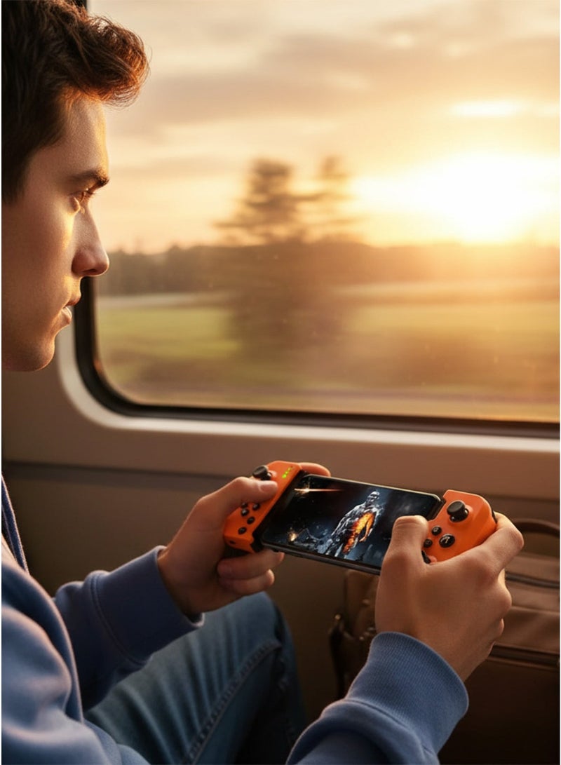 Adjustable Mobile Game Controller – Telescopic Design, Ergonomic Buttons, Compatible with Smartphones – Orange & Black - Image 1