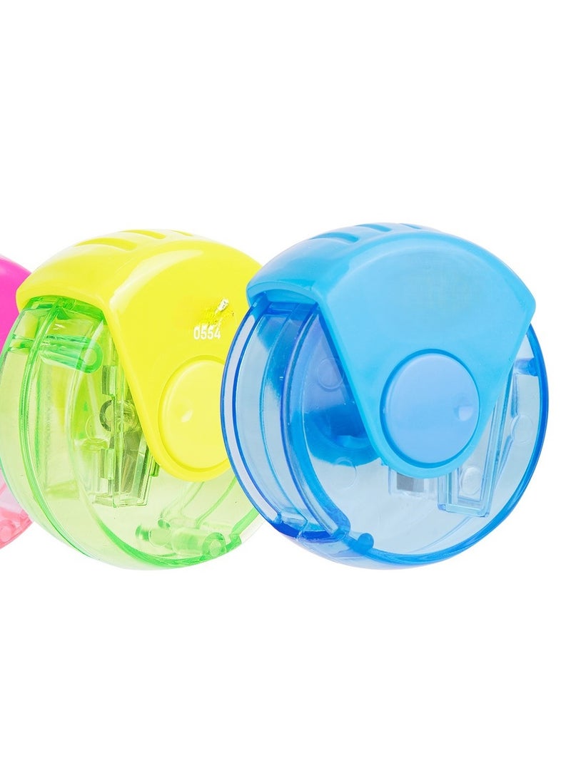 ديلي مبراة أقلام رصاص دوارة بفتحة واحدة، ألوان متنوعة، عبوة من 12 قطعة. - Image 3