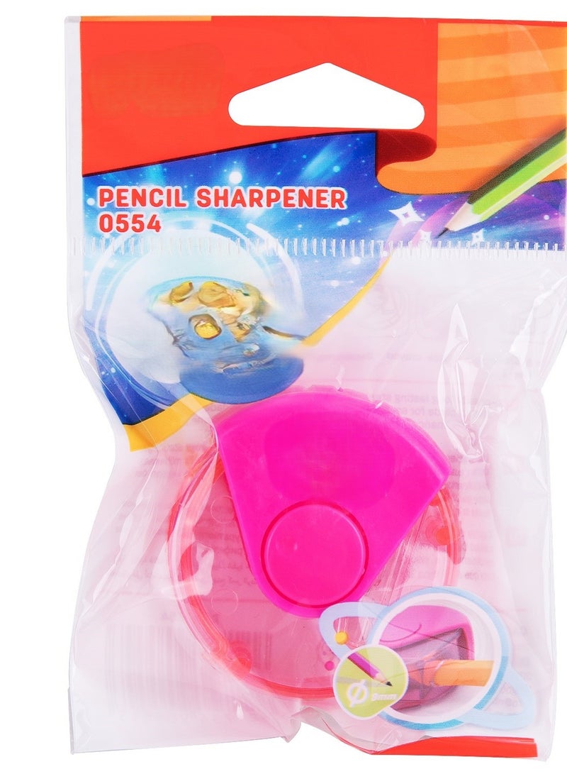 ديلي مبراة أقلام رصاص دوارة بفتحة واحدة، ألوان متنوعة، عبوة من 12 قطعة. - Image 1