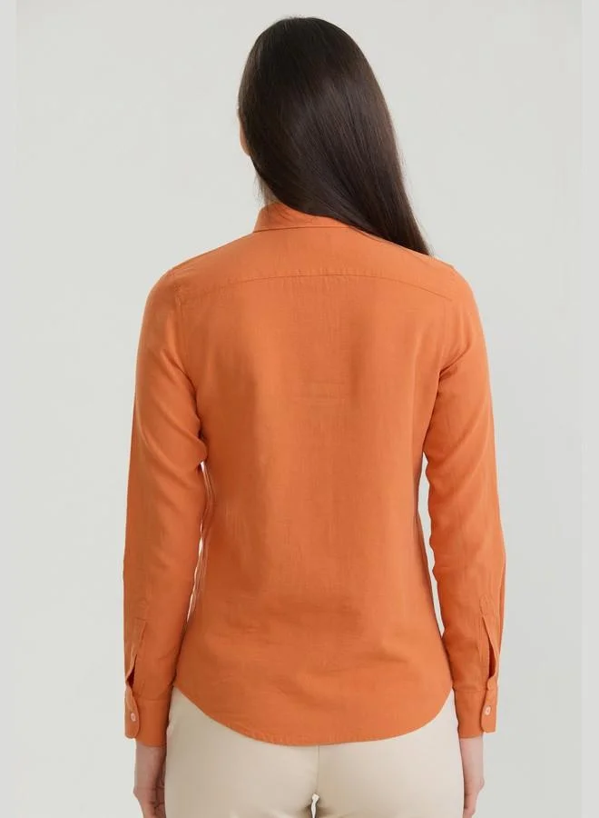 FELIX HARDY Women's Cotton Linen Blend Long Sleeve Blouse Shirt