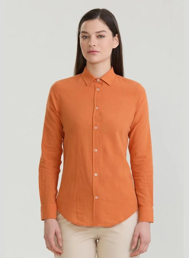 FELIX HARDY Women's Cotton Linen Blend Long Sleeve Blouse Shirt