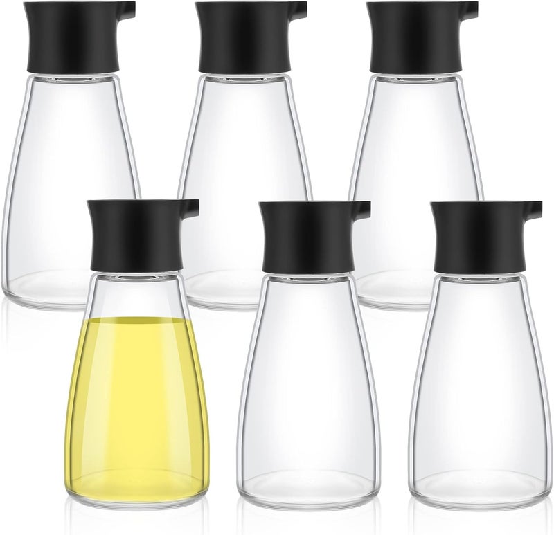 Suclain 6 Pcs Soy Sauce Dispenser Leakproof Cruet Dispenser Set Oil and Vinegar Dispenser Set Small Sauce Bottles Glass Soy Sauce Container with Lid for Kitchen Cooking Barbecue, Black - Image 1