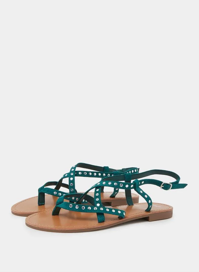Styli Studded Flat Sandals