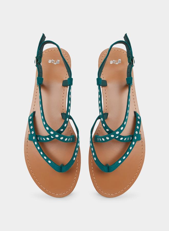 Styli Studded Flat Sandals - Image 3