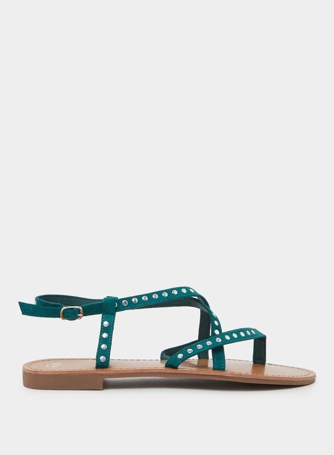 Styli Studded Flat Sandals - Image 1