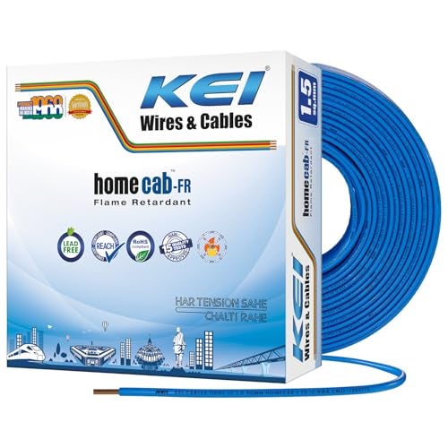 KEI WIRES & CABLES Homecab 1.5 sqmm 1 Core Copper Flame Retardant House Wire PVC Insulated Cable for Domestic & Industrial Electrical Wiring (Blue, 90 Meters) - Image 1