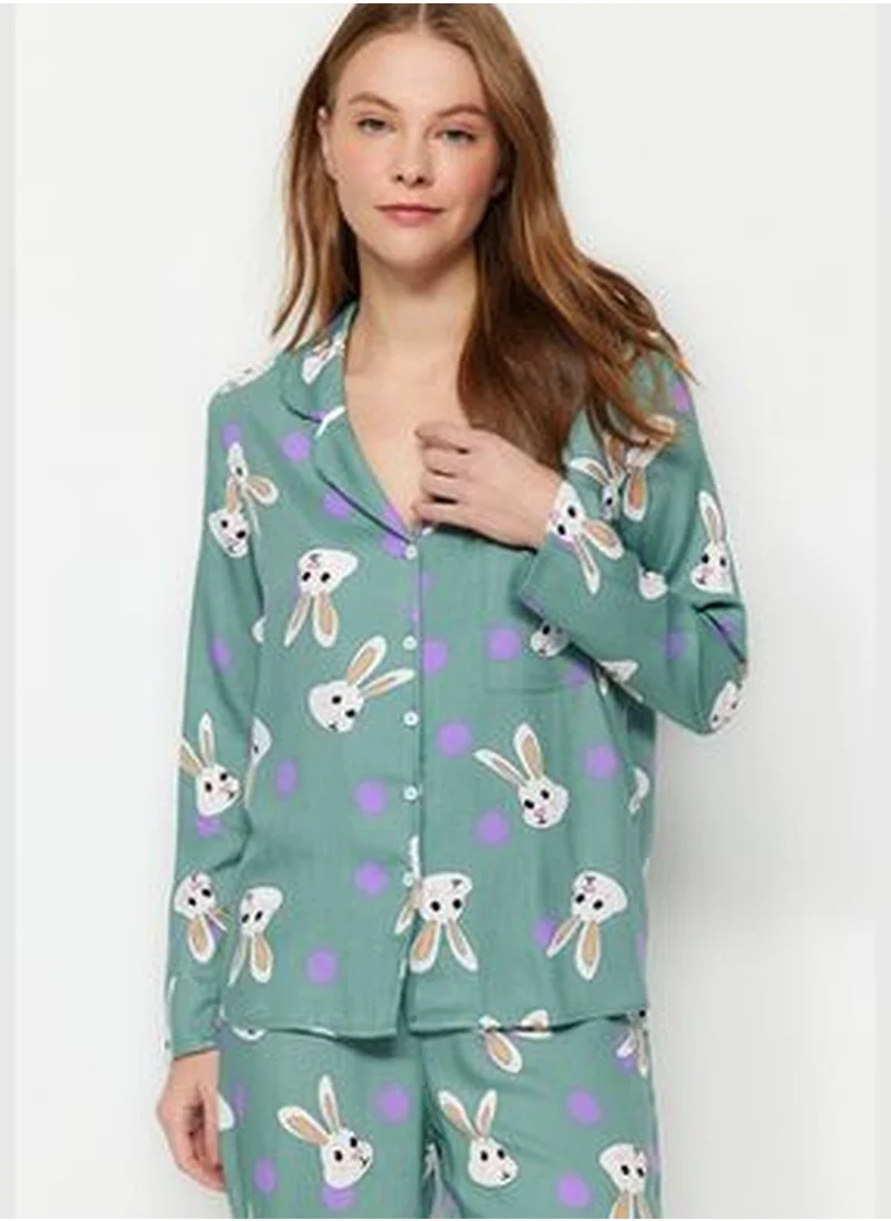 trendyol Multicolored Rabbit Pattern Woven Pajamas Set THMAW21PT0048