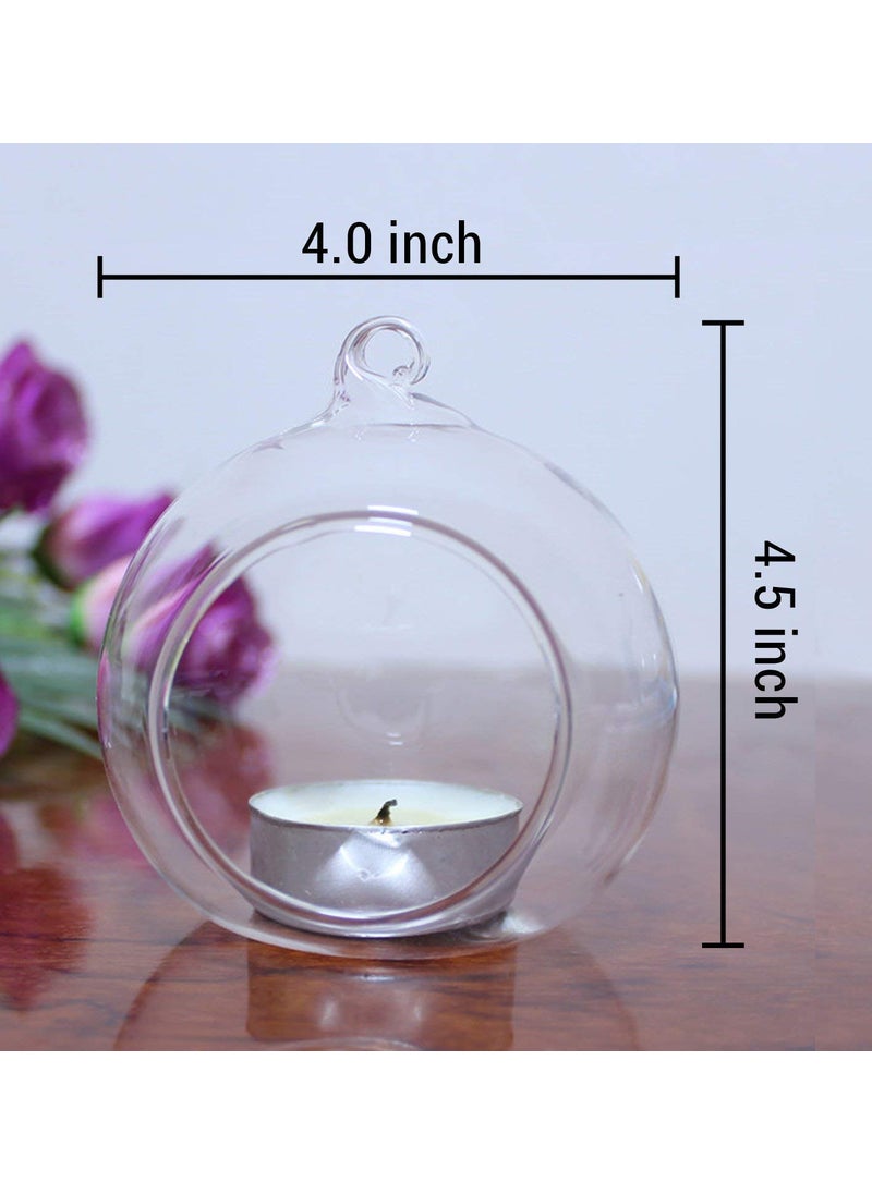 ESPLANADE eSplanade Glass Hanging Planters Tealight Holders Set of 2 for Home Decor Garden Office 45 x 4 Inches  - Image 3