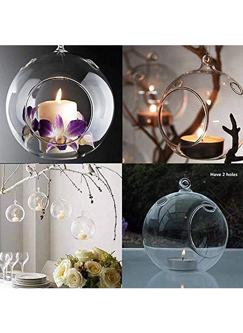 ESPLANADE eSplanade Glass Hanging Planters Tealight Holders Set of 2 for Home Decor Garden Office 45 x 4 Inches  - Image 4