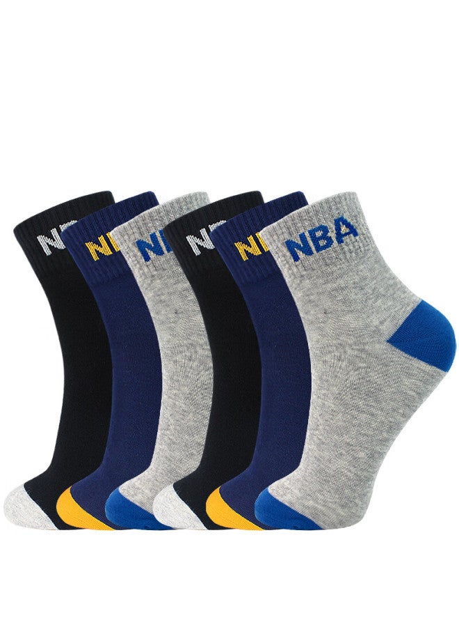إن بي أيه جوارب NBA للرجال، منتصف الساق، جوارب صيفية عادية للأعمال والرياضة، جوارب كرة مريحة بدون لحام من قطن ممشط، 6 أزواج - Image 5