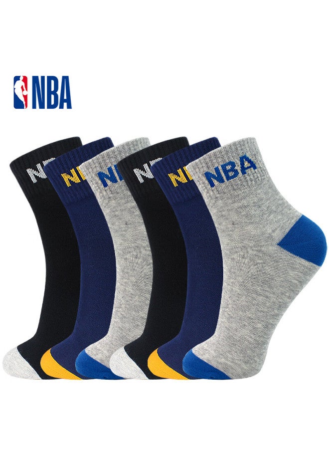 إن بي أيه جوارب NBA للرجال، منتصف الساق، جوارب صيفية عادية للأعمال والرياضة، جوارب كرة مريحة بدون لحام من قطن ممشط، 6 أزواج - Image 1
