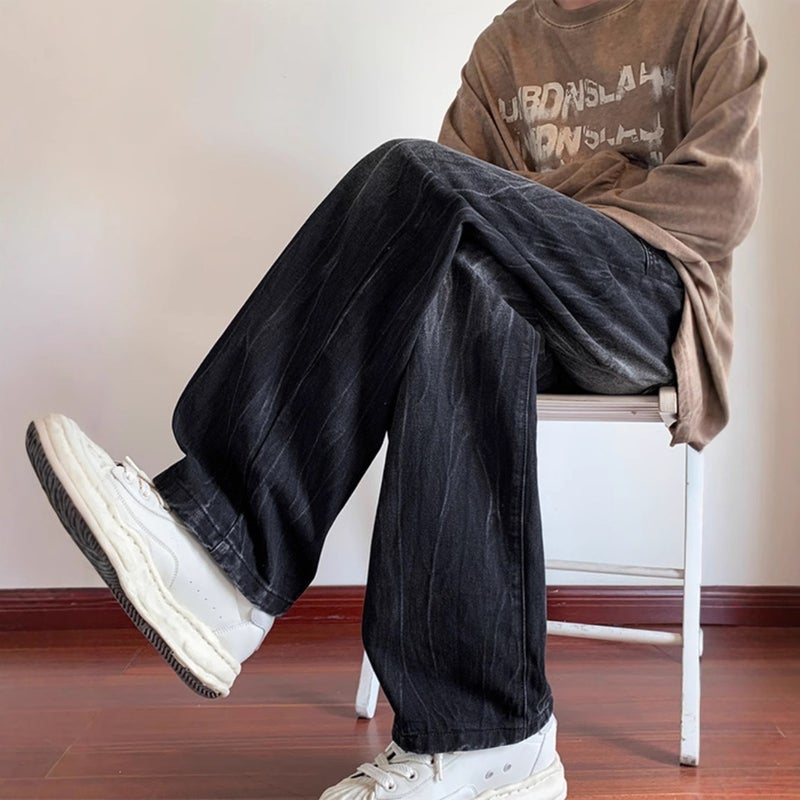 Unisex Classic Denim Jeans Loose Fit Daily Outdoor Wear - Image 1