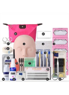 EBANKU Eyelashes Extension Kit, EBANKU 19PCS Lashes Extension Practice Exercise Set, Mannequin Training Makeup False Eyelashes Extension Glue Tool With Bag For Makeup Practice Eye Lashes Graft  - Image 2