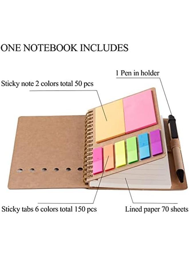 Excefore Spiral Notebooks For Note Taking 4 Packs Small Notebooks With Pen In Holder And Sticky Notes Page Marker Colored Index Tabs Flags 4 Colors Black Red Brown Blue 4 Packs - Image 3