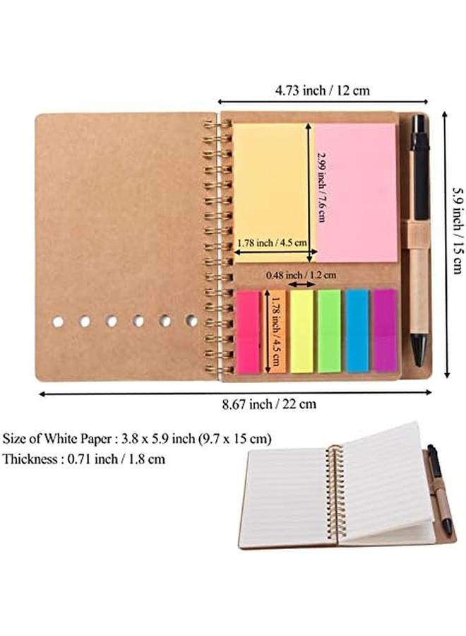 Excefore Spiral Notebooks For Note Taking 4 Packs Small Notebooks With Pen In Holder And Sticky Notes Page Marker Colored Index Tabs Flags 4 Colors Black Red Brown Blue 4 Packs - Image 2