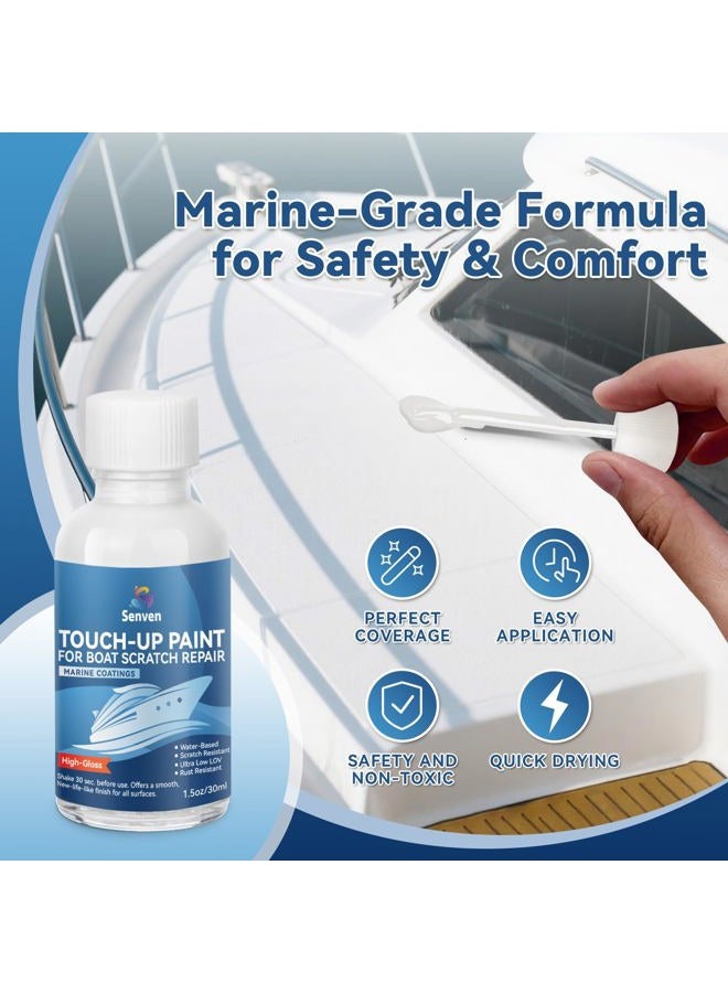 SENVEN Boat Paint White Touch Up Pen High-Gloss Boat Scratch Repair Marine Topside Wet Edge Bottom Enamel Marine Repair for Boats, Wood, Fiberglass, Aluminum, Metals Water-Based 30ml - Image 2