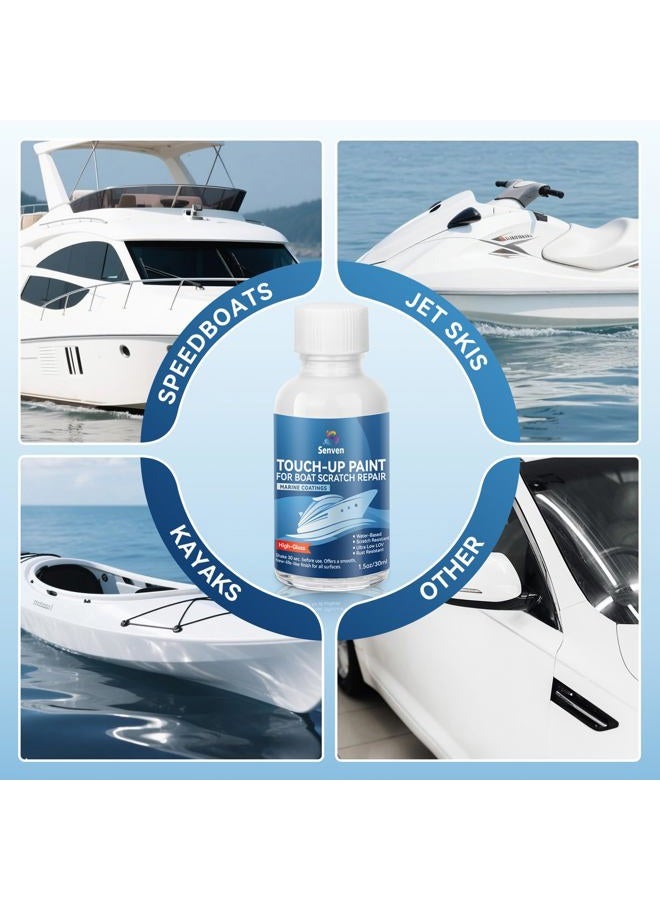 SENVEN Boat Paint White Touch Up Pen High-Gloss Boat Scratch Repair Marine Topside Wet Edge Bottom Enamel Marine Repair for Boats, Wood, Fiberglass, Aluminum, Metals Water-Based 30ml - Image 5