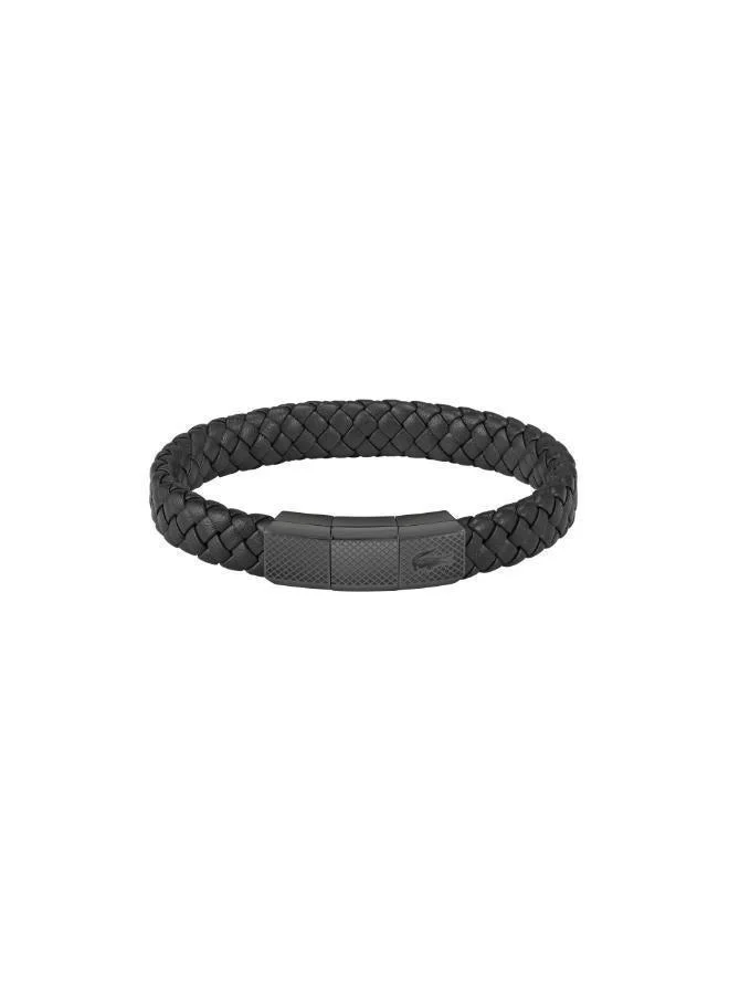 LACOSTE Rokel Collection Leather Bracelet Black For Men - 2040285