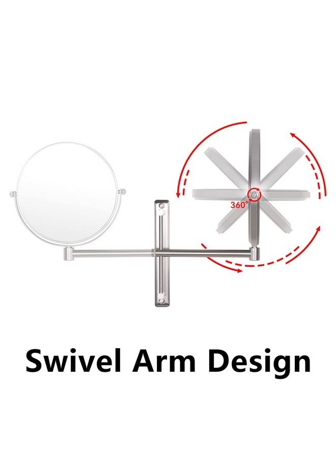 Nicesail 8 Inch Double-Side Wall Mounted Mirror Magnified 10X Makeup And Shaving Mirror Regular View And 10X Magnification, High Adjustable Nickel  - Image 2