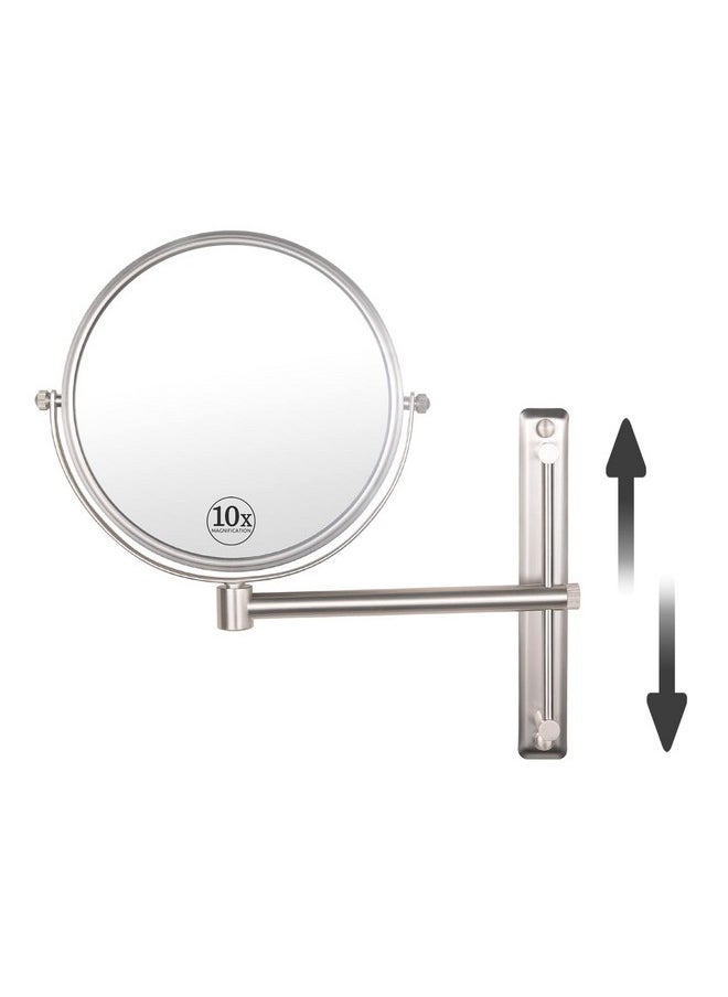 Nicesail 8 Inch Double-Side Wall Mounted Mirror Magnified 10X Makeup And Shaving Mirror Regular View And 10X Magnification, High Adjustable Nickel  - Image 1