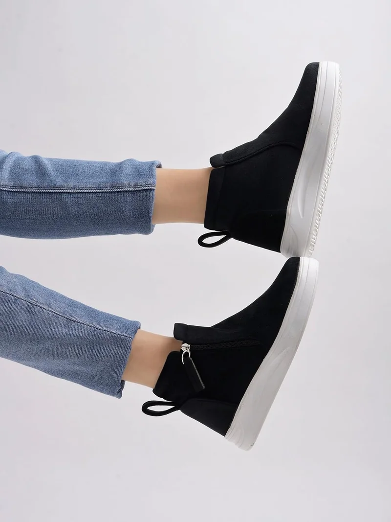 Shoetopia Shoetopia Women's Stylish Suede Casual Boot Sneakers | Ankle Length Slip-On Booot with Side Zipper & Comfortable Slip-Resist Sole