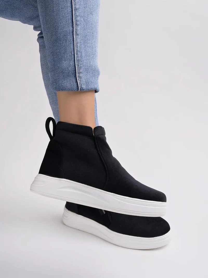 Shoetopia Shoetopia Women's Stylish Suede Casual Boot Sneakers | Ankle Length Slip-On Booot with Side Zipper & Comfortable Slip-Resist Sole