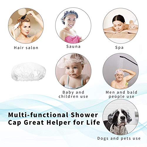 AIDIQIU 30pcs Disposable Shower Caps-Multi-Purpose Thickening Elastic Bath Cap Plastic Waterproof Clear Shower Cap Bath Shower Caps Women Spa,Men Hair Caps,Home Use,Hotel and Hair Salon, Travel.(Size 46CM) - Image 4
