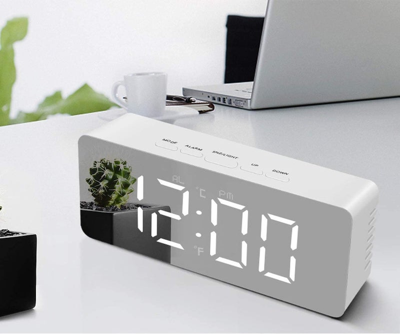 DPISZONE Digital Smart Back Light Table Mirror Alarm Clock with Sensor Date and Temperature for Office Home Bedroom Travel - Image 1