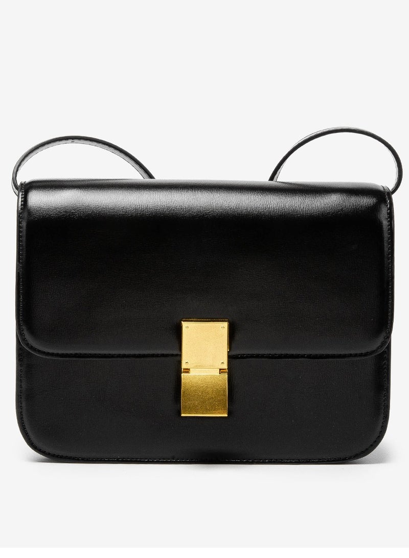 Loquat Ladies' Stylish Big Capacity Square Handbag Single Shoulder Crossbody Bag Cream Black - Image 1