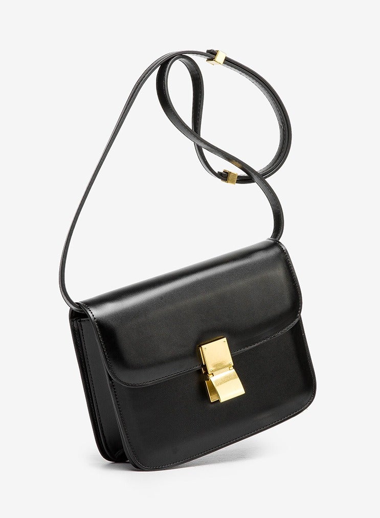 Loquat Ladies' Stylish Big Capacity Square Handbag Single Shoulder Crossbody Bag Cream Black - Image 2