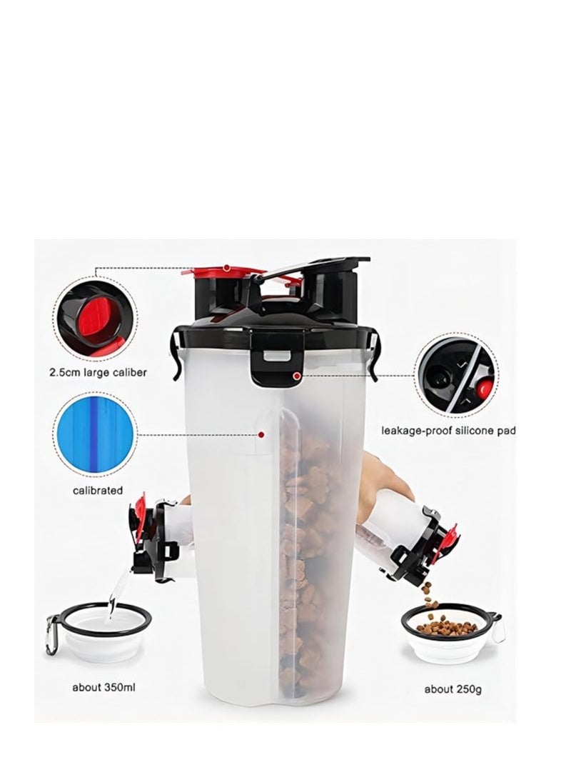 Cool Baby 2-in-1 Portable Dog Water Bottle and Food Container with 2 Collapsible Bowls Ideal for Outdoor Adventures Travel and Camping (White) - Image 3