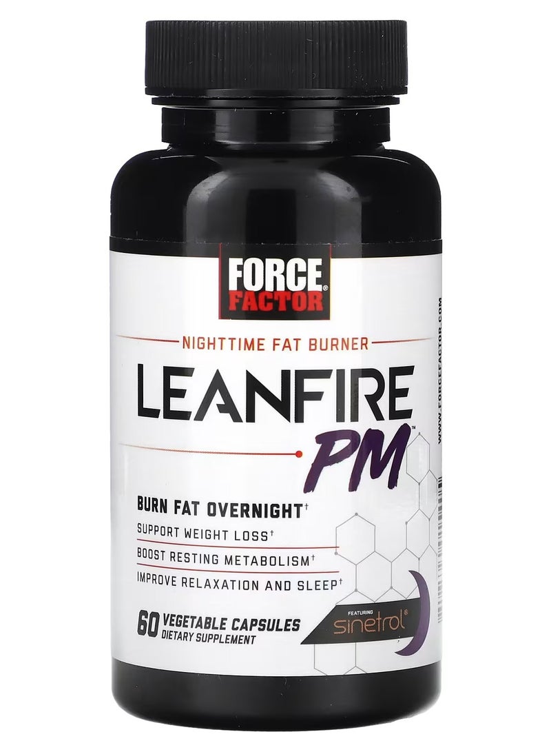 Force Factor LeanFire PM Nighttime Fat Burner, 60 Vegetable Capsules - Image 1