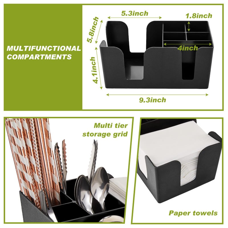 Tessco Tessco Garnish Tray with Lid Bar Caddy Ice Cooled Condiment Serving Container with Stainless Steel Ice Scoop 3 Metal Mini Serving Tongs 3 Fruit Fork 3 Spoons for Food Home Party Kitchen - Image 3