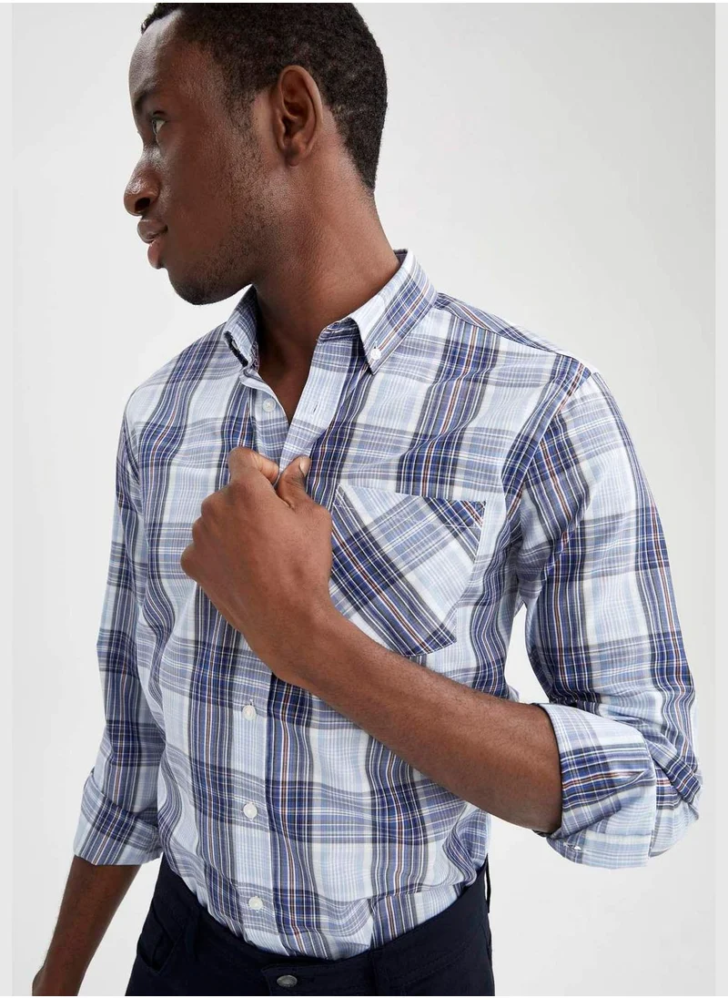 DeFacto Slim Fit Square Print Shirt