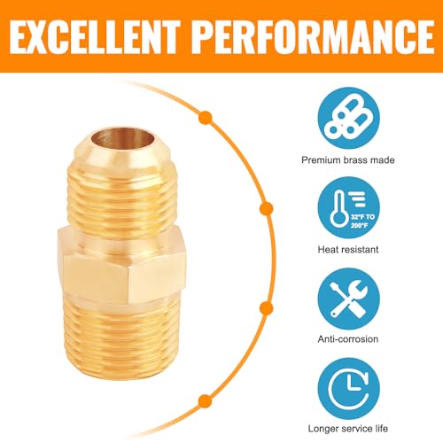 SUNGATOR Tube Fittings 3/8'' Flare x 3/8 Inch Male NPT, 3/8'' Brass Half-Union Propane Fittings, 3/8'' Male Flare to 3/8'' NPT Half-Union Tube Fitting for Propane (2-Pack) - Image 3