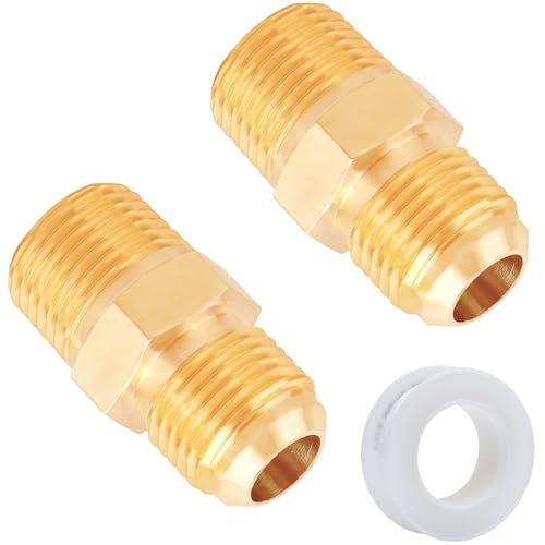 SUNGATOR Tube Fittings 3/8'' Flare x 3/8 Inch Male NPT, 3/8'' Brass Half-Union Propane Fittings, 3/8'' Male Flare to 3/8'' NPT Half-Union Tube Fitting for Propane (2-Pack) - Image 1