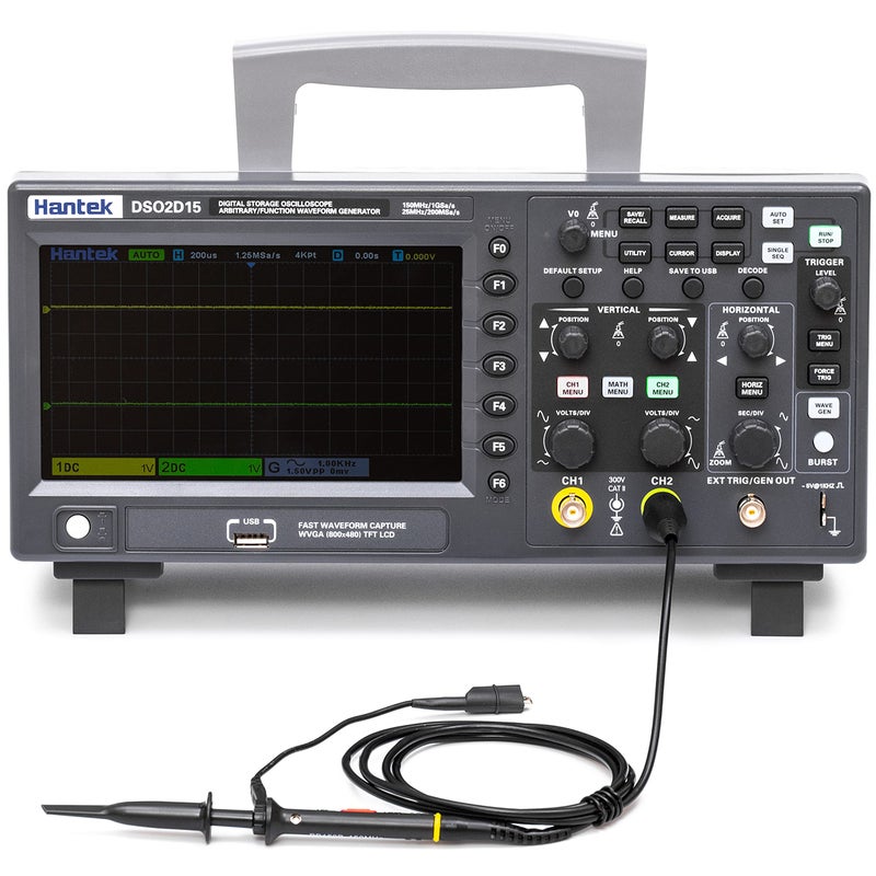 Hantek Hantek DSO2D15 Digital Storage Lab Oscilloscopes150MHz Bandwidth 2CH Dual Channel 1GSa/s 8M Memory Depth with 1CH Waveform Generator with High Voltage Probe  - Image 2