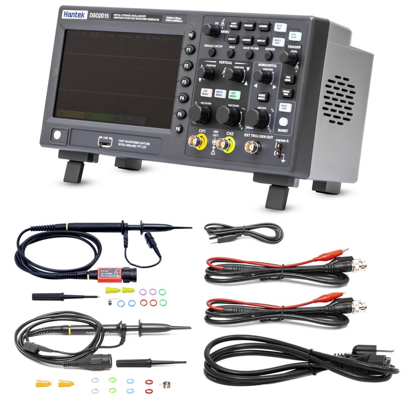 Hantek Hantek DSO2D15 Digital Storage Lab Oscilloscopes150MHz Bandwidth 2CH Dual Channel 1GSa/s 8M Memory Depth with 1CH Waveform Generator with High Voltage Probe  - Image 1